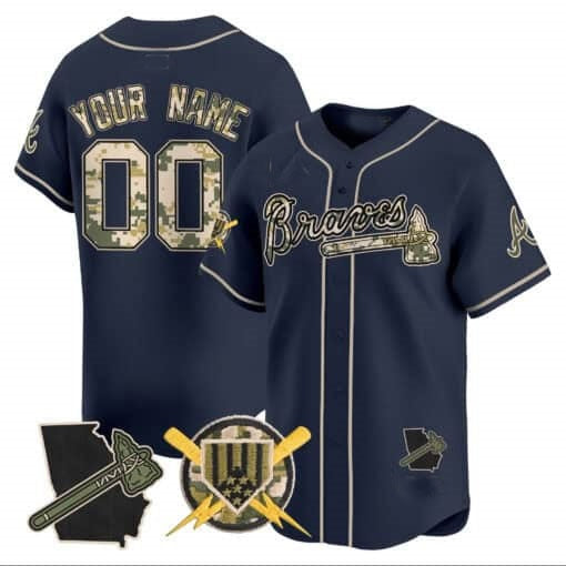 Custom Atlanta Braves Armed Forces Day Vapor Premier Limited Jersey ¨C Navy MASONITE