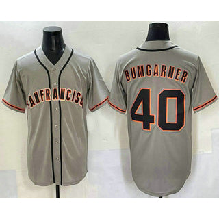 San Francisco Giants #40 Madison Bumgarner Grey MASONITE Cool Base Stitched Jersey