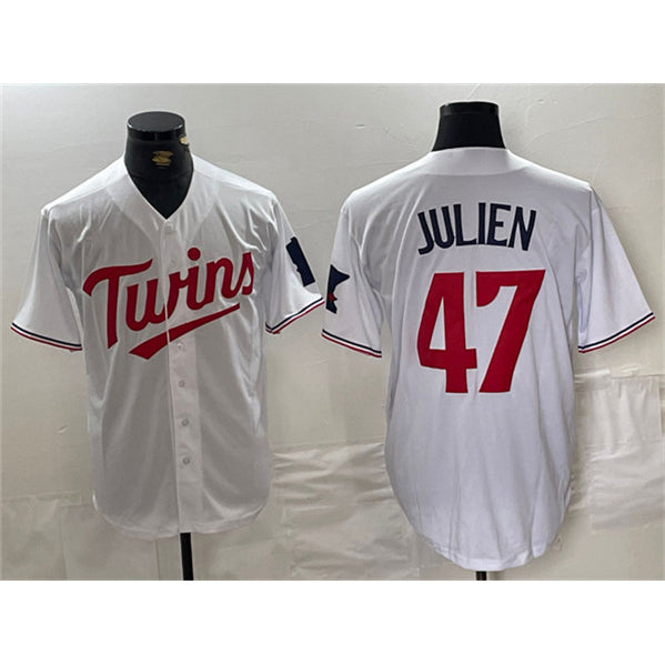 Minnesota Twins #47 Edouard Julien White MASONITE Cool Base Stitched Jerseys