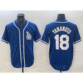 Los Angeles Dodgers #18 Yoshinobu Yamamoto Blue MASONITE Cool Base Stitched Jersey
