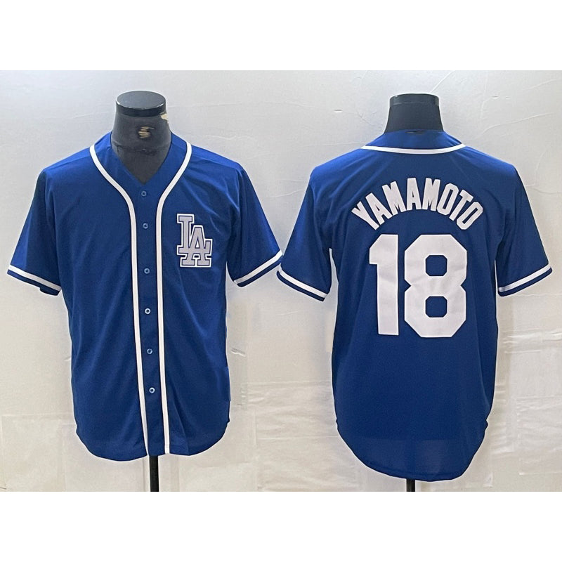 Los Angeles Dodgers #18 Yoshinobu Yamamoto Blue MASONITE Cool Base Stitched Jersey