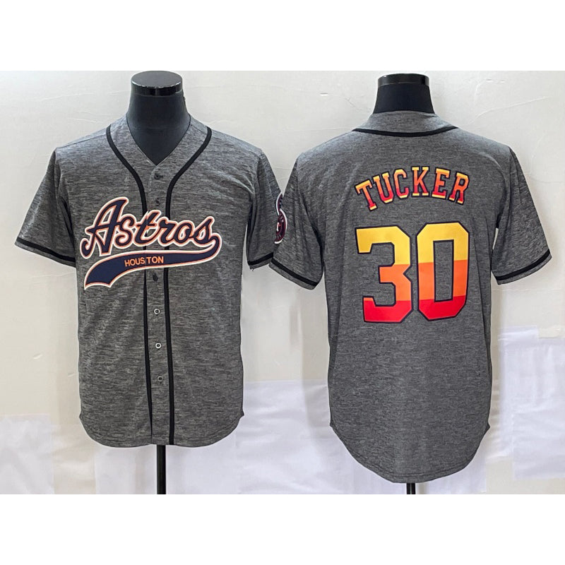 Houston Astros #30 Kyle Tucker Grey MASONITE Gridiron Cool Base Stitched Jersey