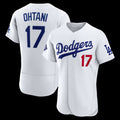 Los Angeles Dodgers #17 Shohei Ohtani White MASONITE Home Authentic Sponsor Patch Jersey