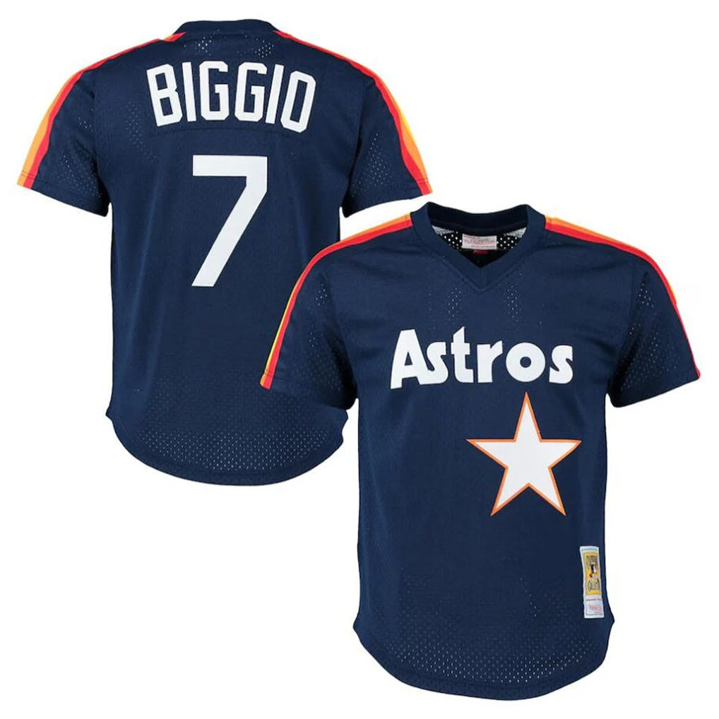 Houston Astros #7 Craig Biggio Player Navy MASONITE Mitchell & Ness Cooperstown Mesh Limited Stitched Jerseys