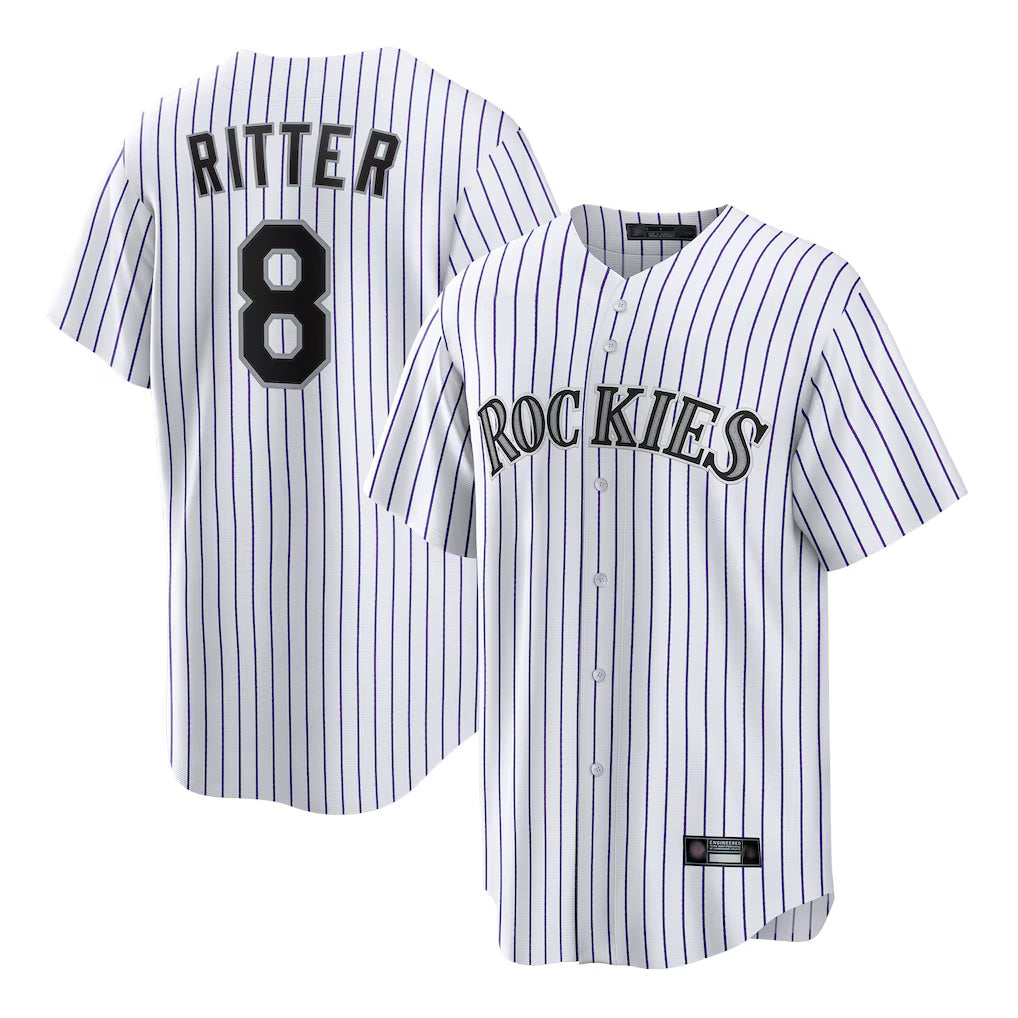 Colorado Rockies #8 Ryan Ritter Player White MASONITE Game Home Stitched Jerseys
