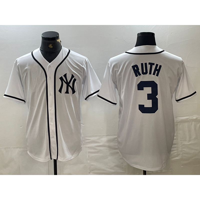 New York Yankees #3 Babe Ruth White MASONITE Fashion Cool Base Jersey