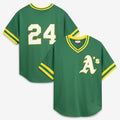 Oakland Athletics #24 Rickey Henderson Mitchell & Ness Green MASONITE Authentic Batting Practice Jersey 2