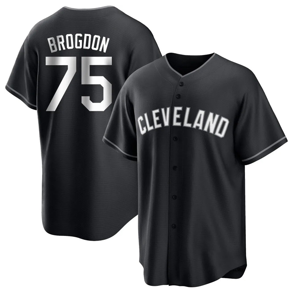 Cleveland Guardians #75 Connor Brogdon Player Black MASONITE Home Game Stitched Jerseys